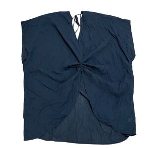 Aerie Black Gauze Tie Neck Ruched Tunic Top LXL